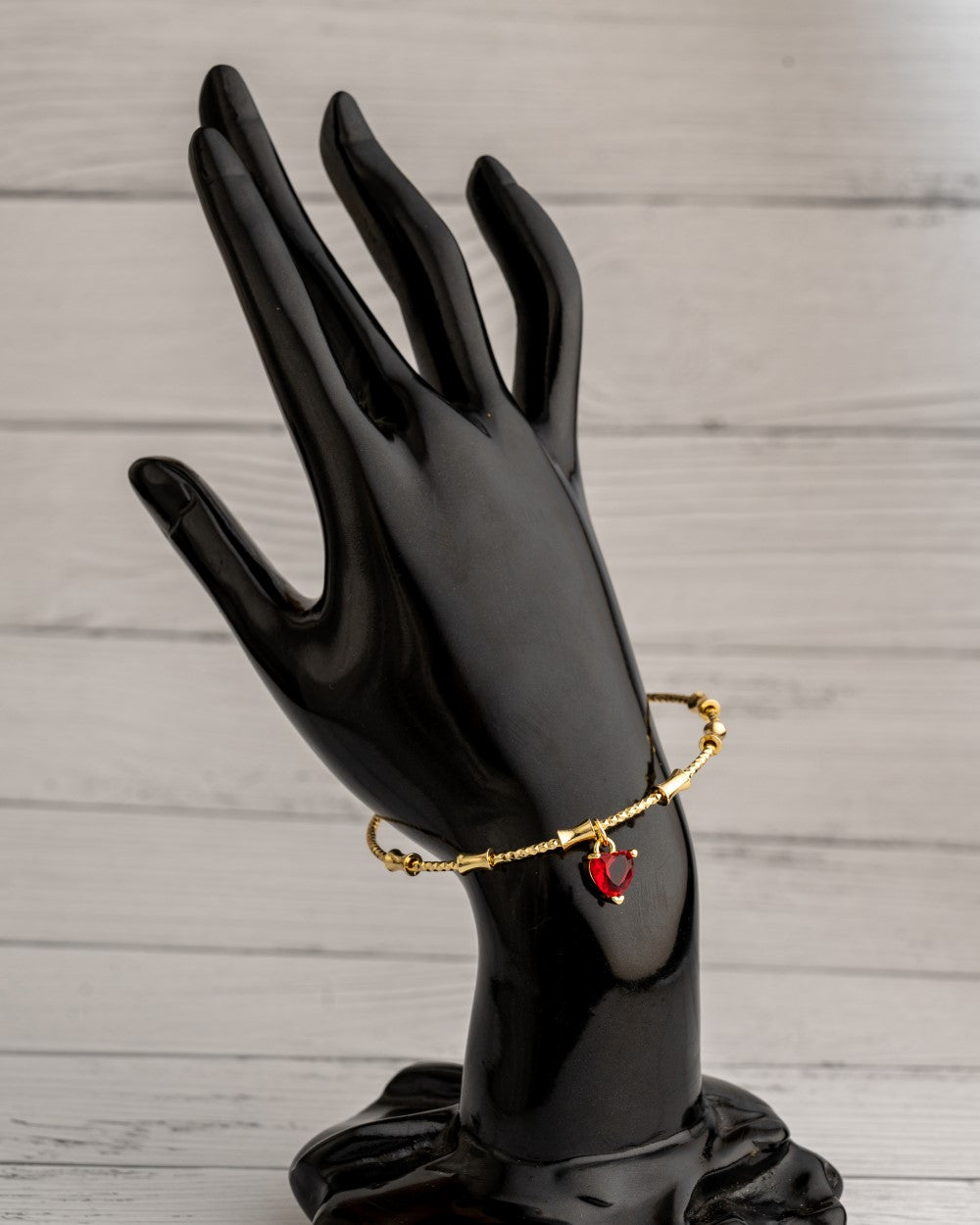 Delicate Bangle Stone Red Heart