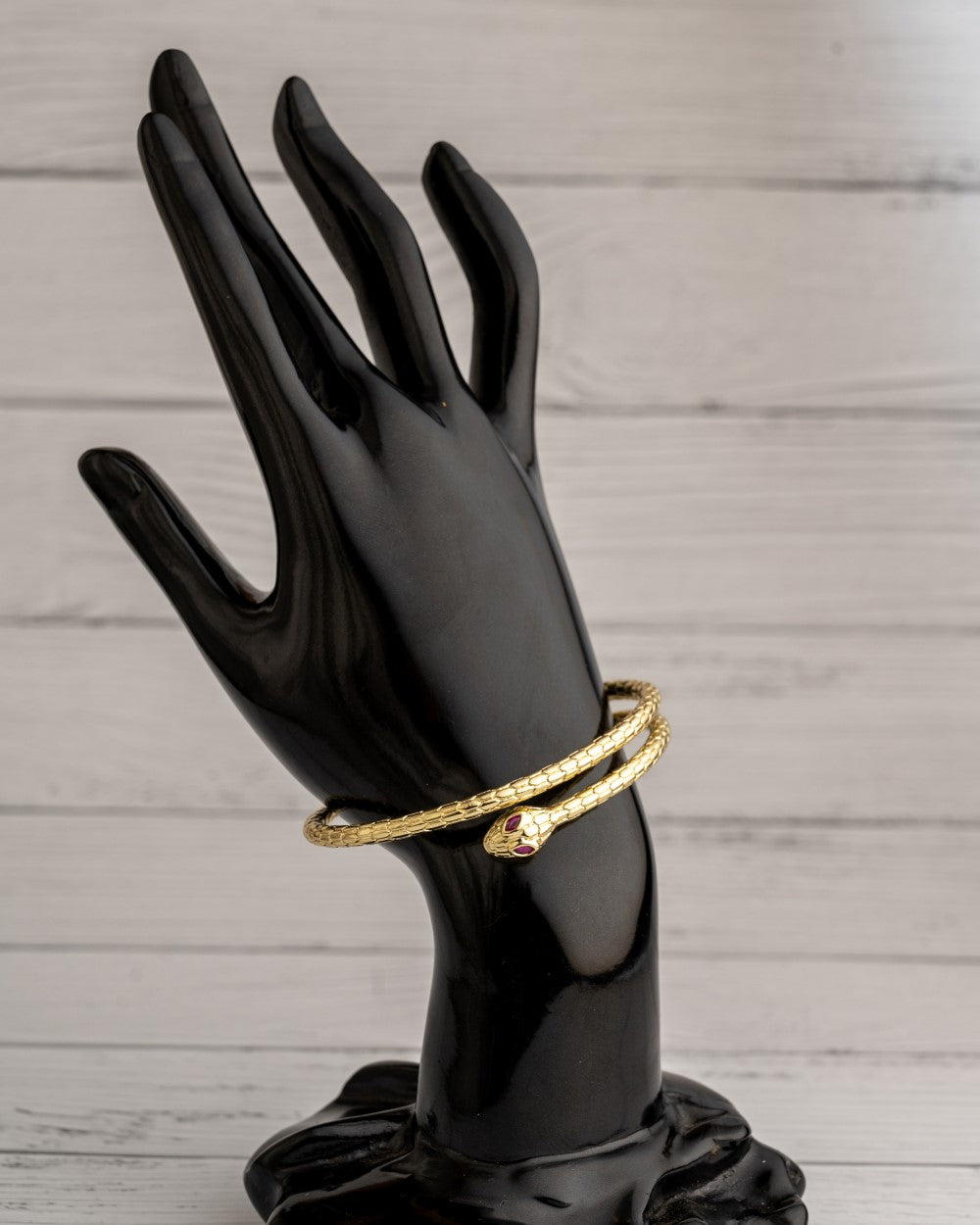 Snake Bangle Gold Eye Red