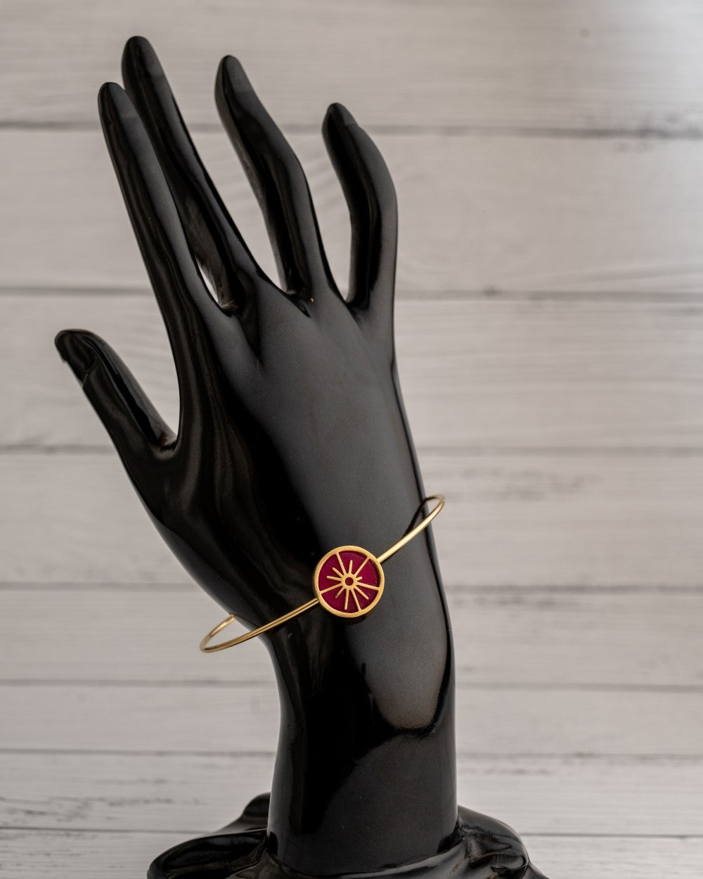 Red Stones With Star Open Bangle