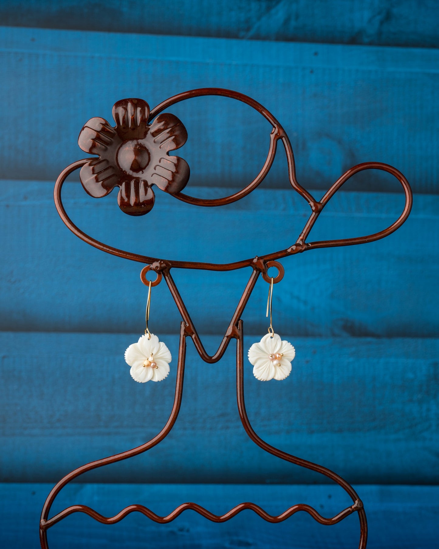 white flower with pearls