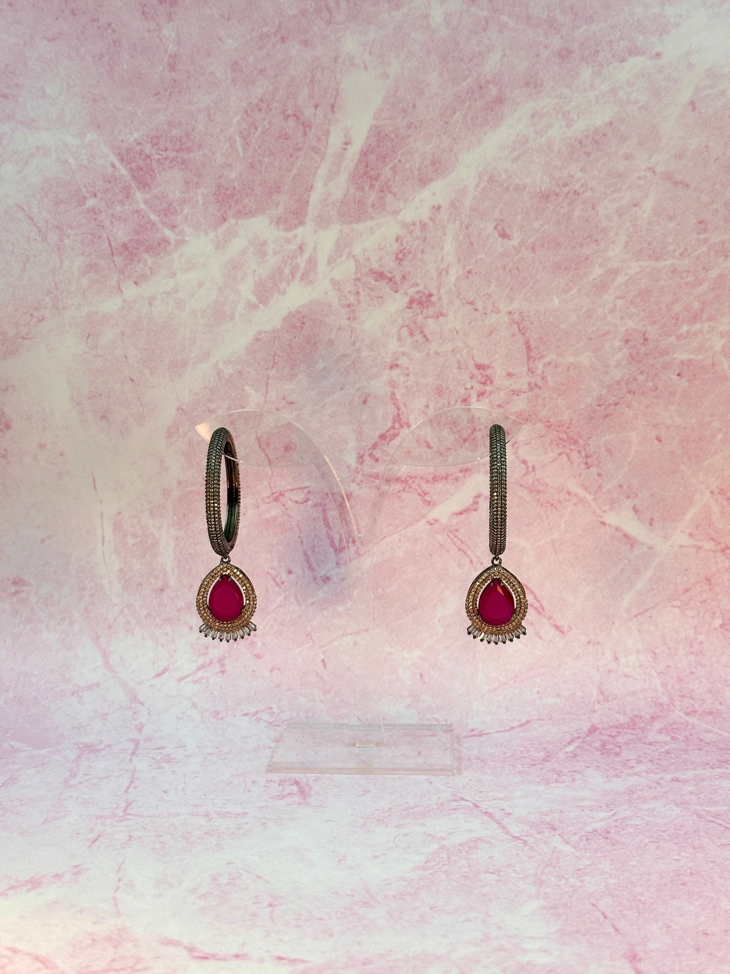 Black Silver Bali With Red Stone
