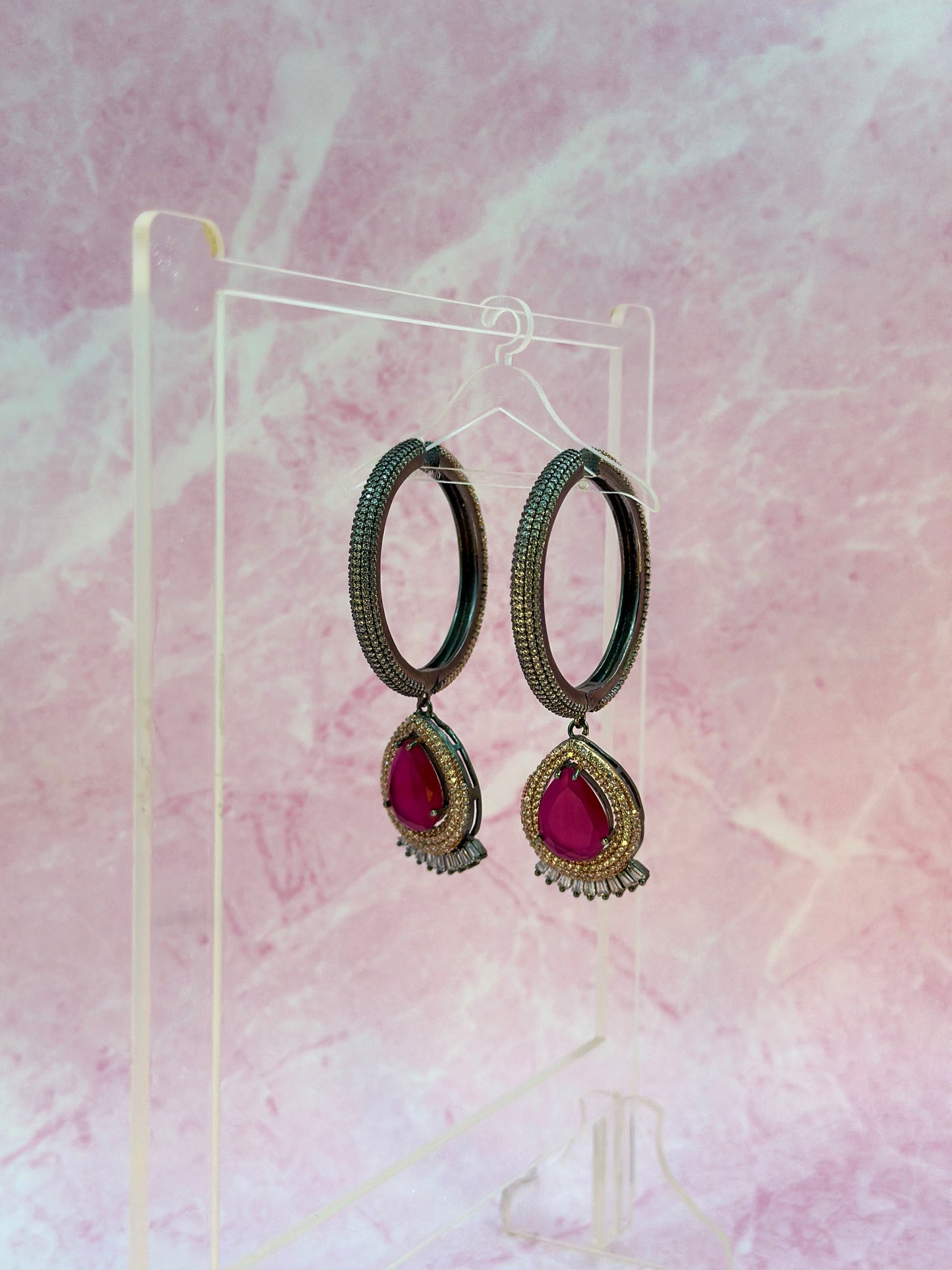 Black Silver Bali With Red Stone