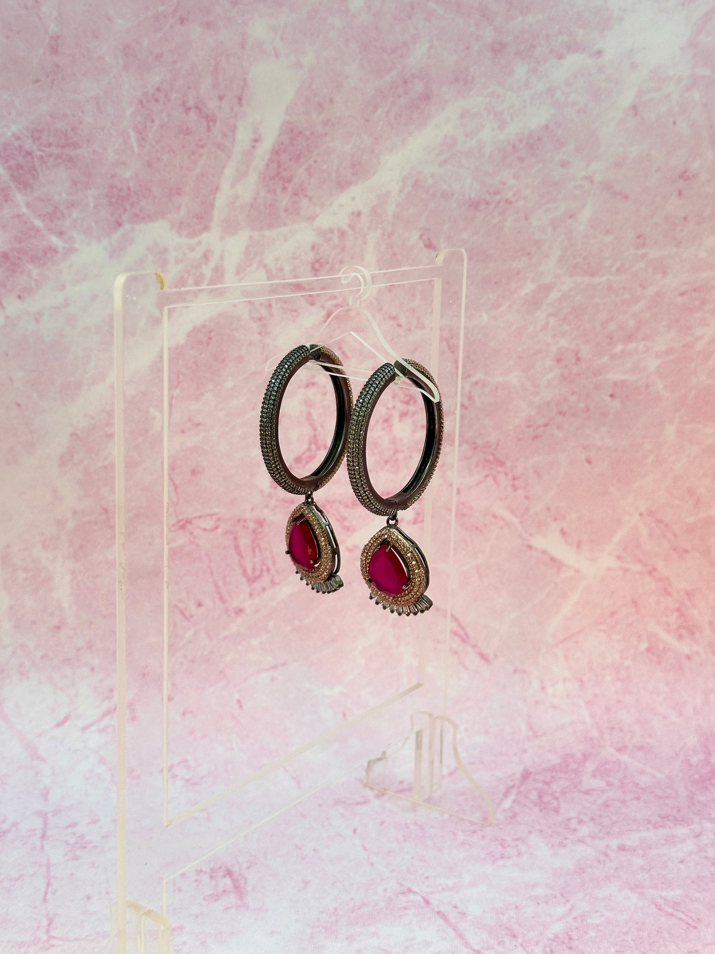 Black Silver Bali With Red Stone
