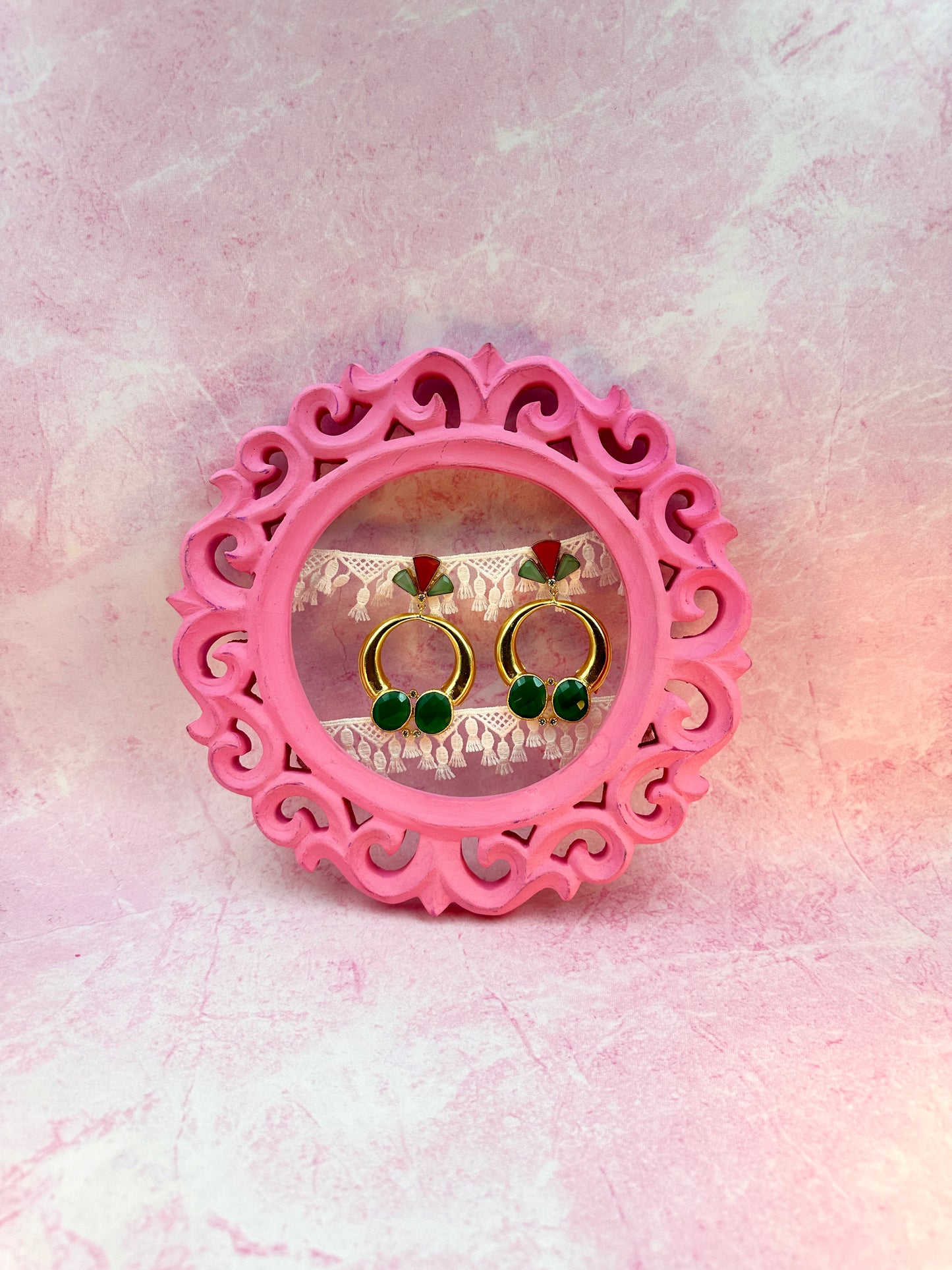 Multicolour With Gold Indo Western Earring