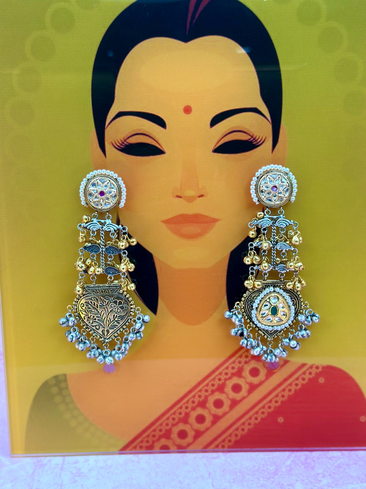 Gold Silver Long Earring