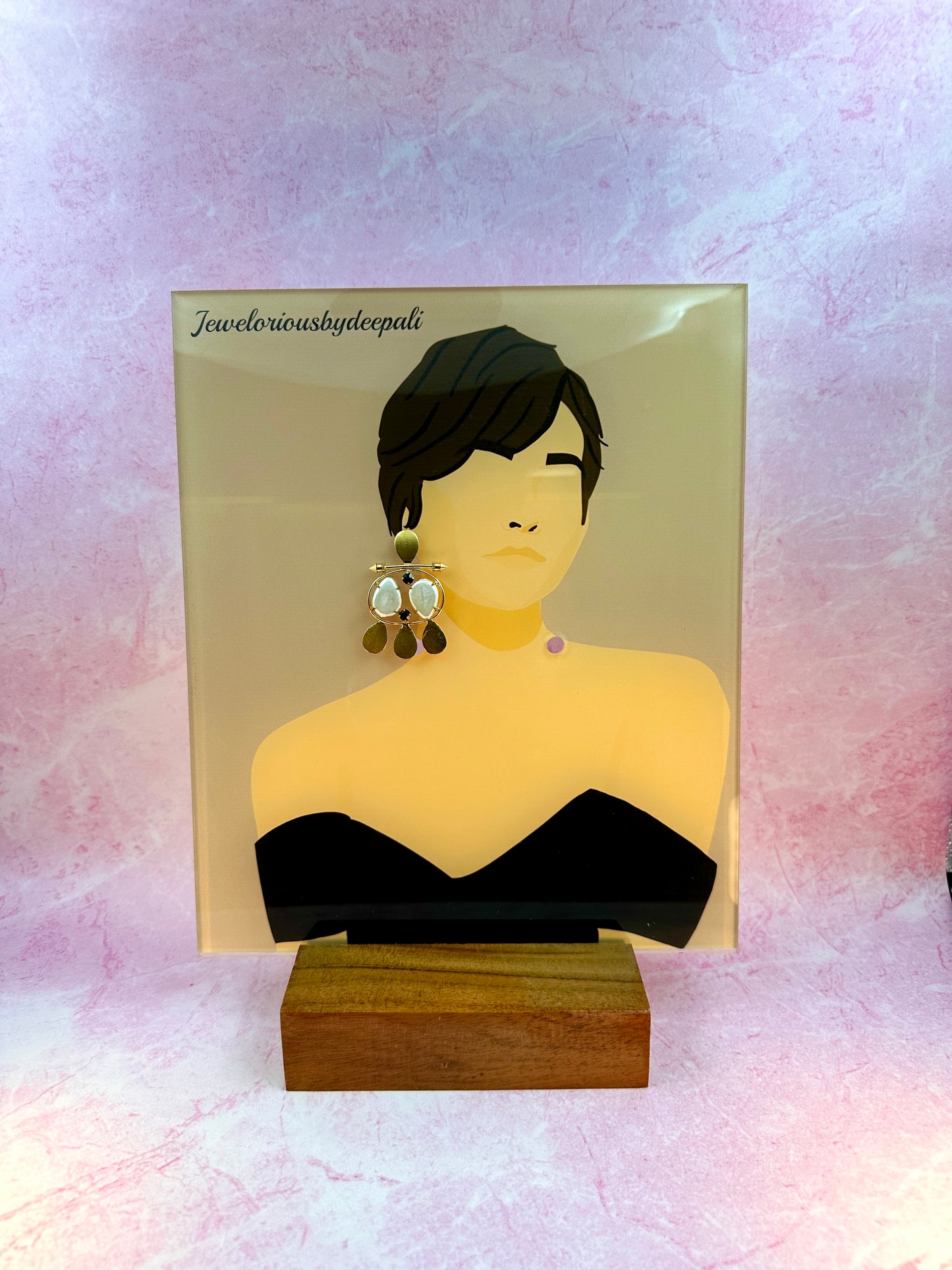 Gold Hanging With White & Black Stone Hanging