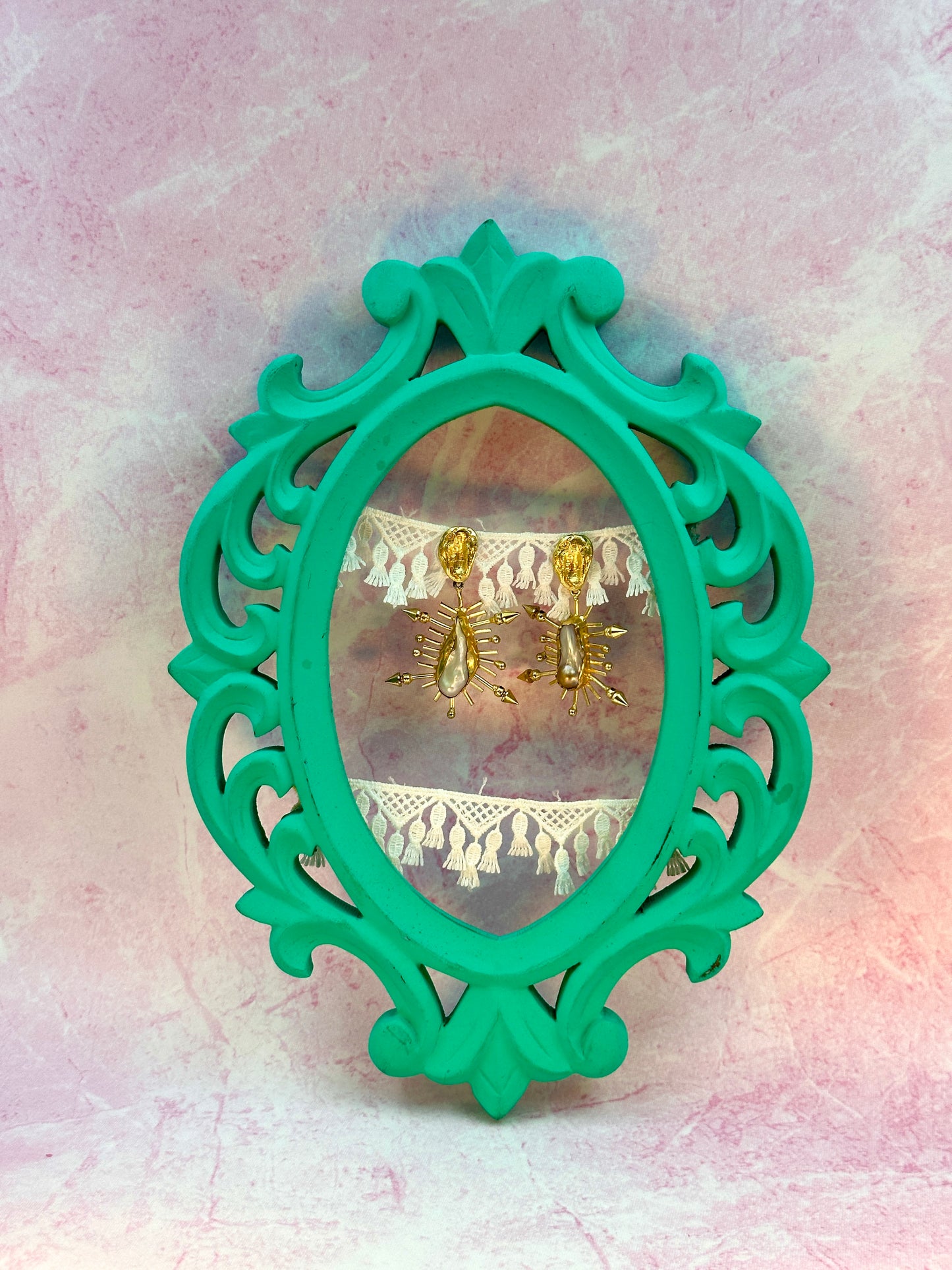 Gold Flat Stud With Asymmetrical Pearl Earring