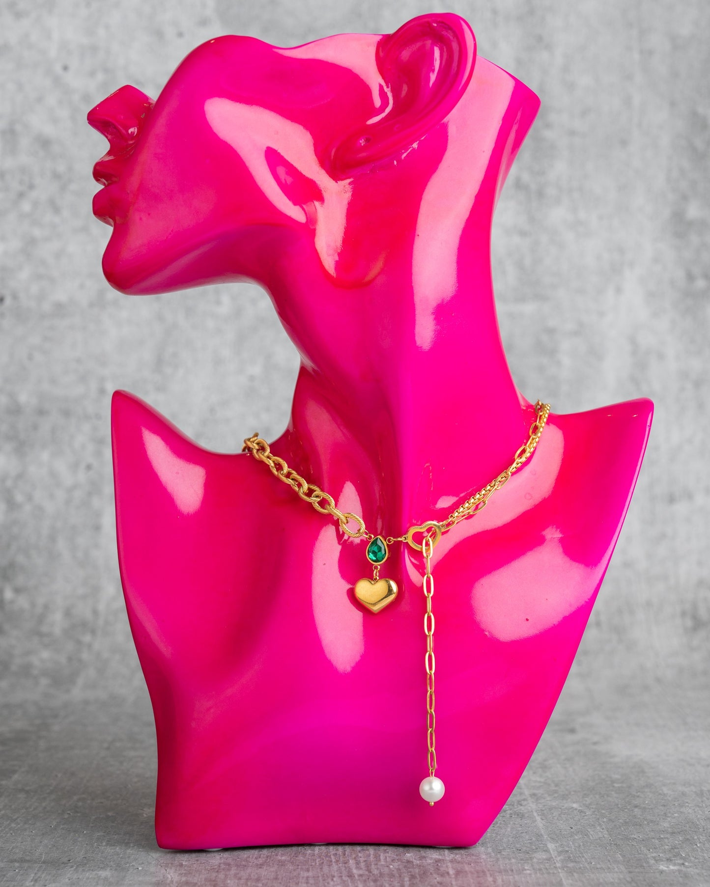 Heart With Green Stone & Pearl