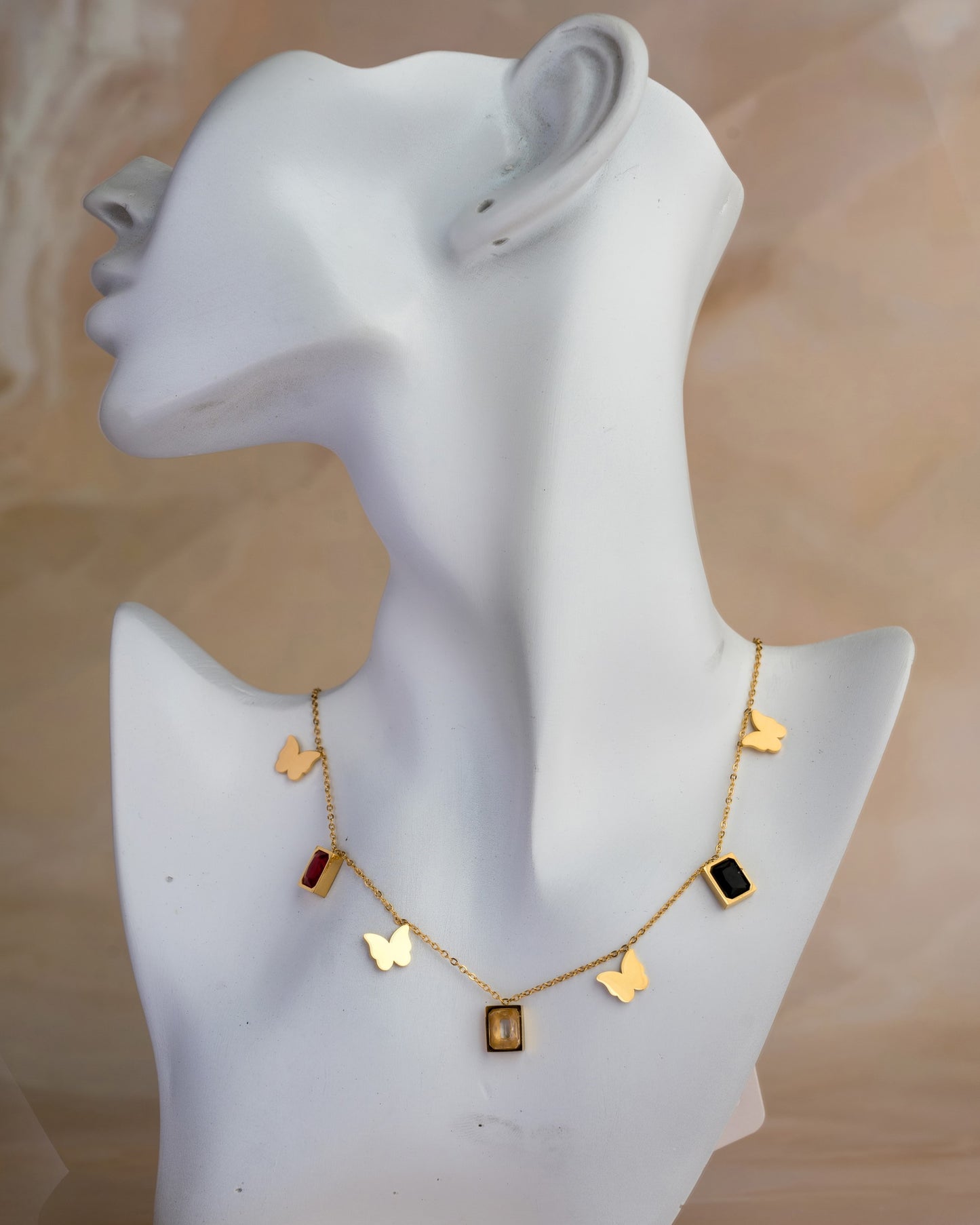 Butterflies & 3 Coloured Rect Stones