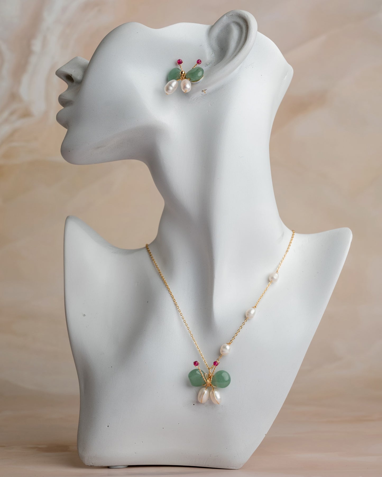 Butterfly Green Stone Work