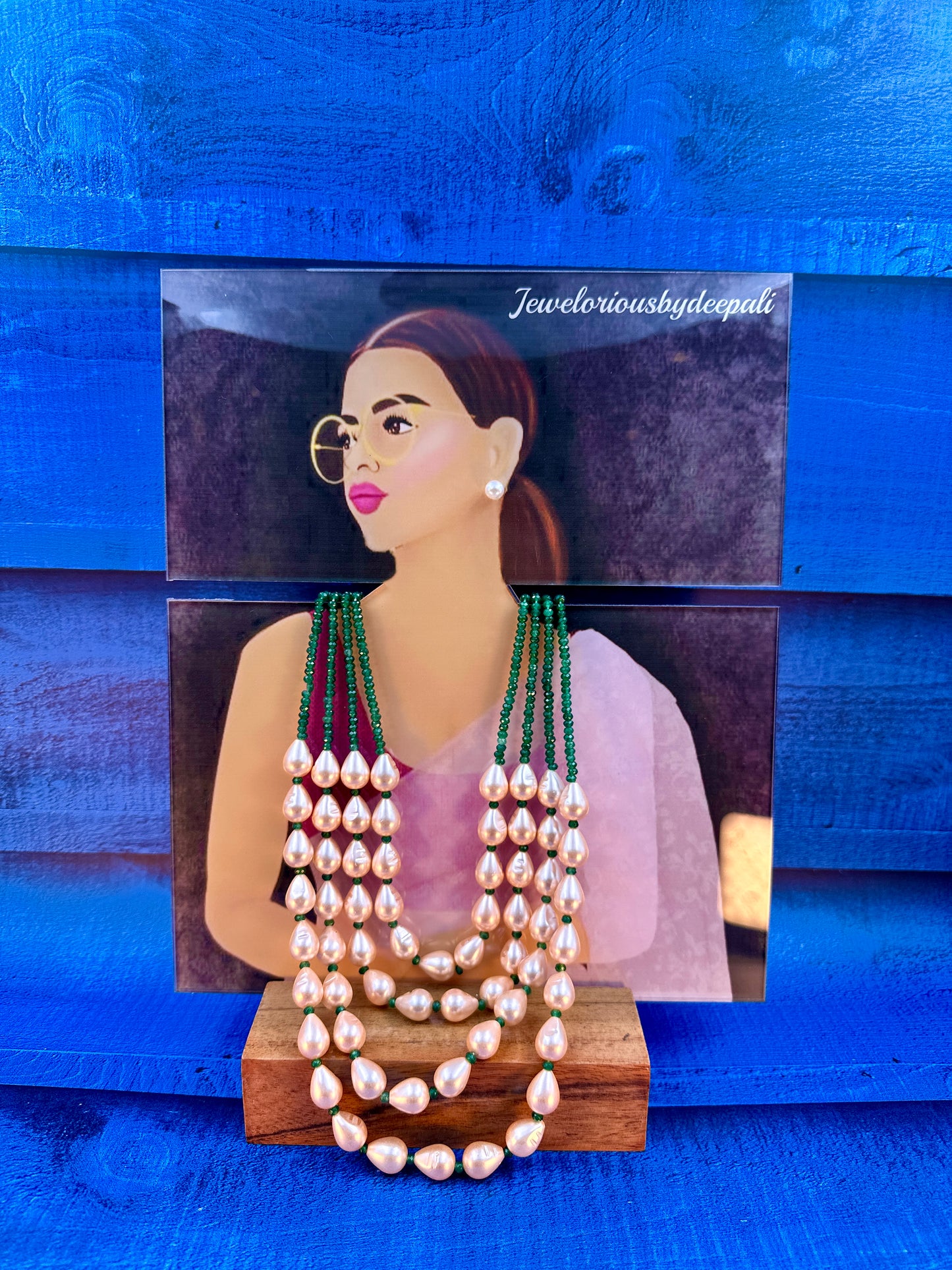 Green & Peach Pearl Necklace