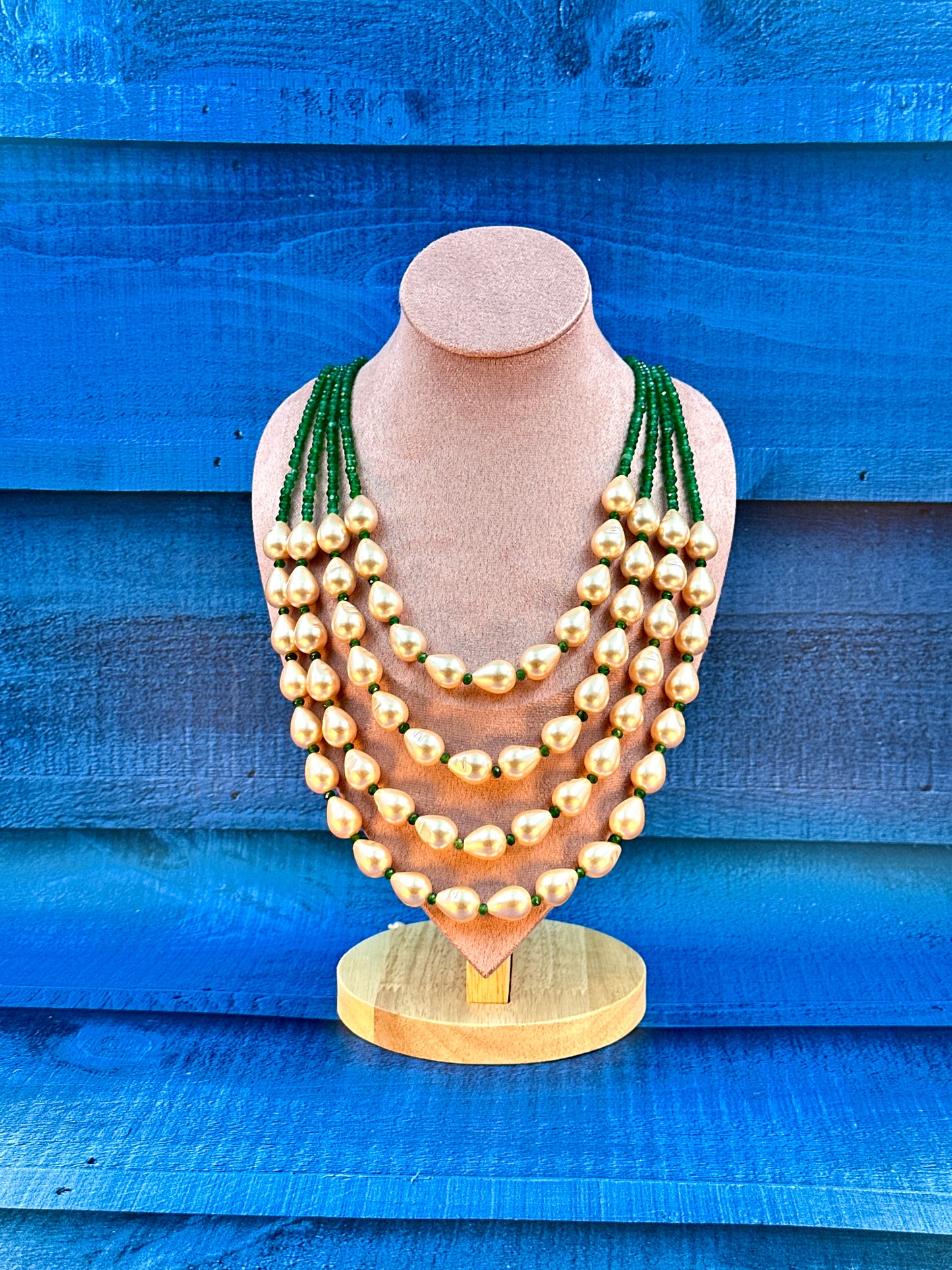 Green & Peach Pearl Necklace
