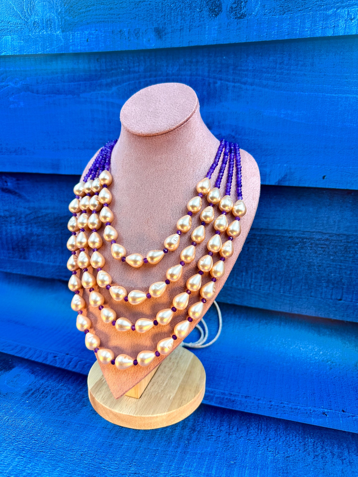 Purple & Peach Pearl Necklace