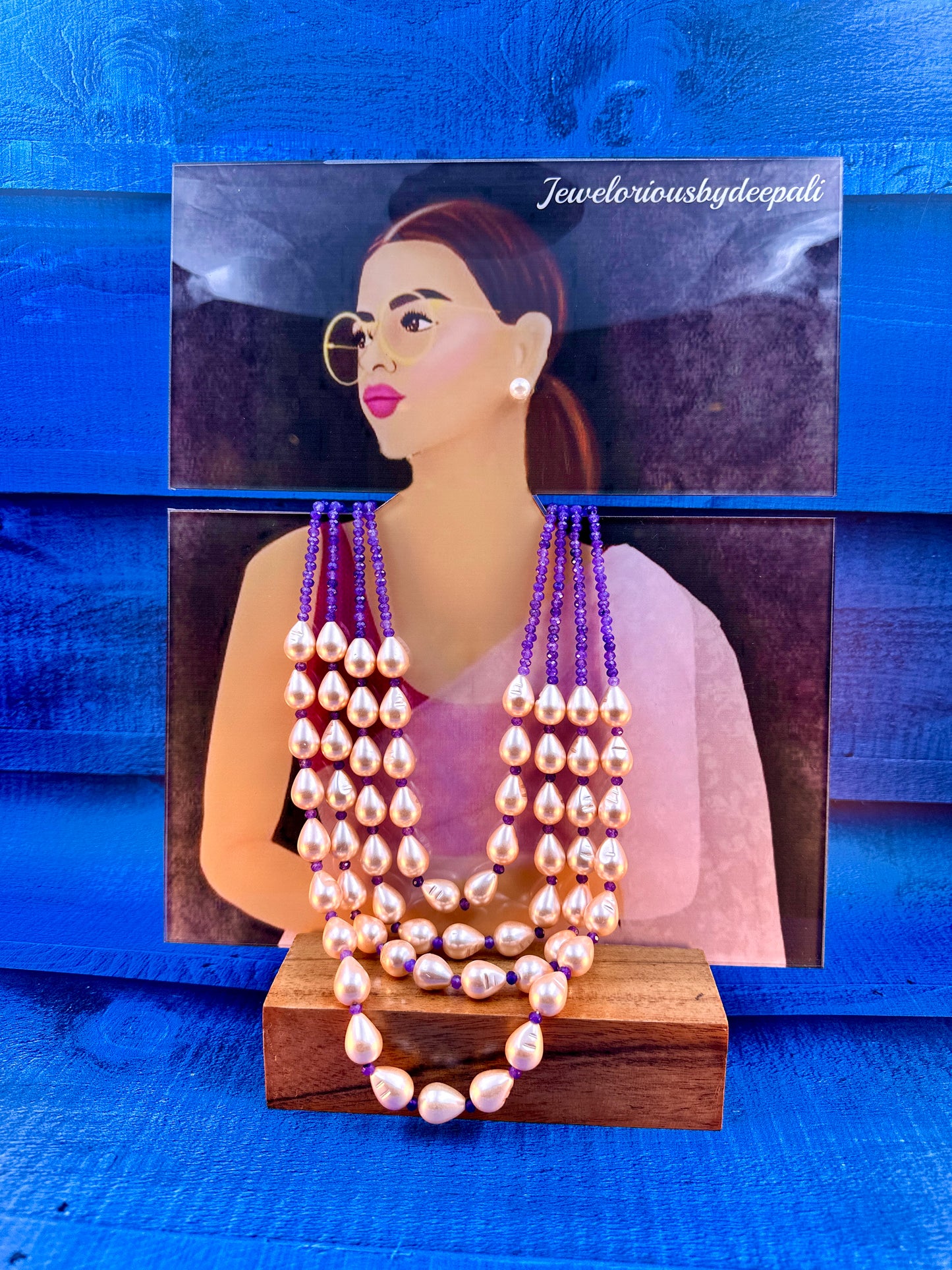 Purple & Peach Pearl Necklace
