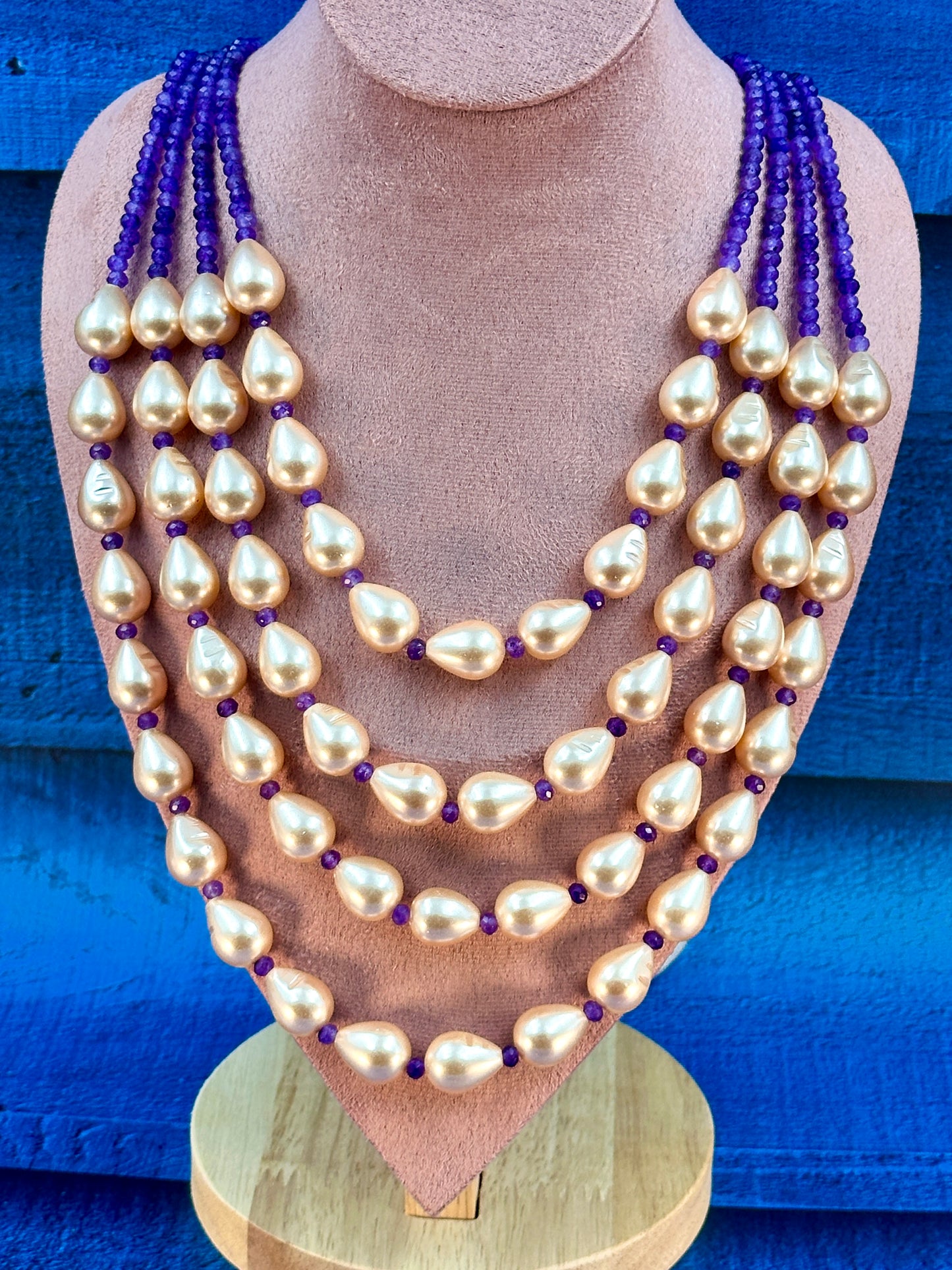 Purple & Peach Pearl Necklace