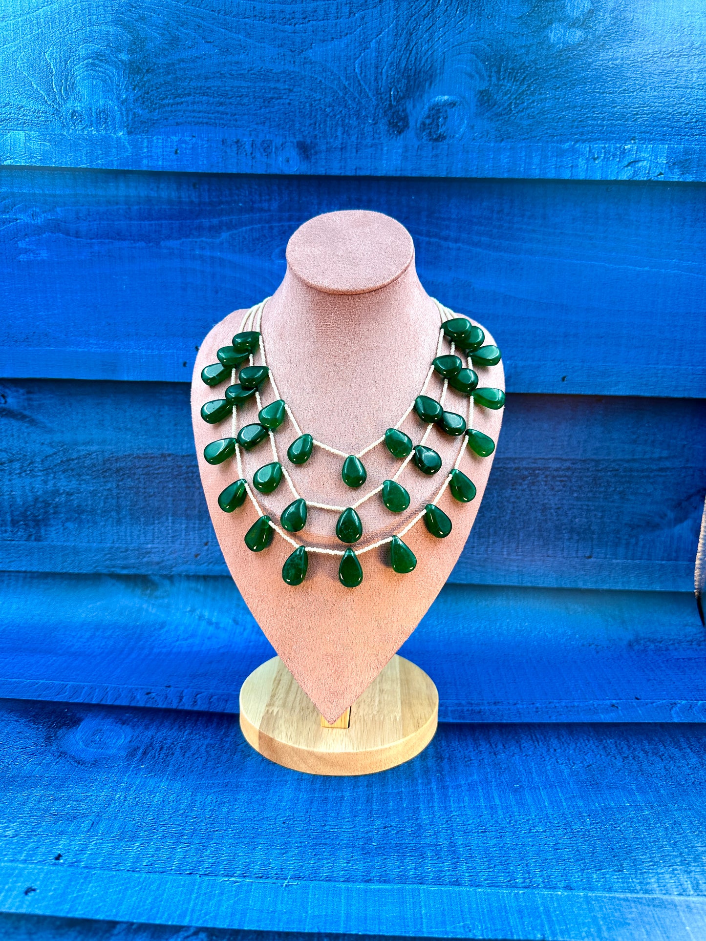 Green Flat Drop Shaped Mala