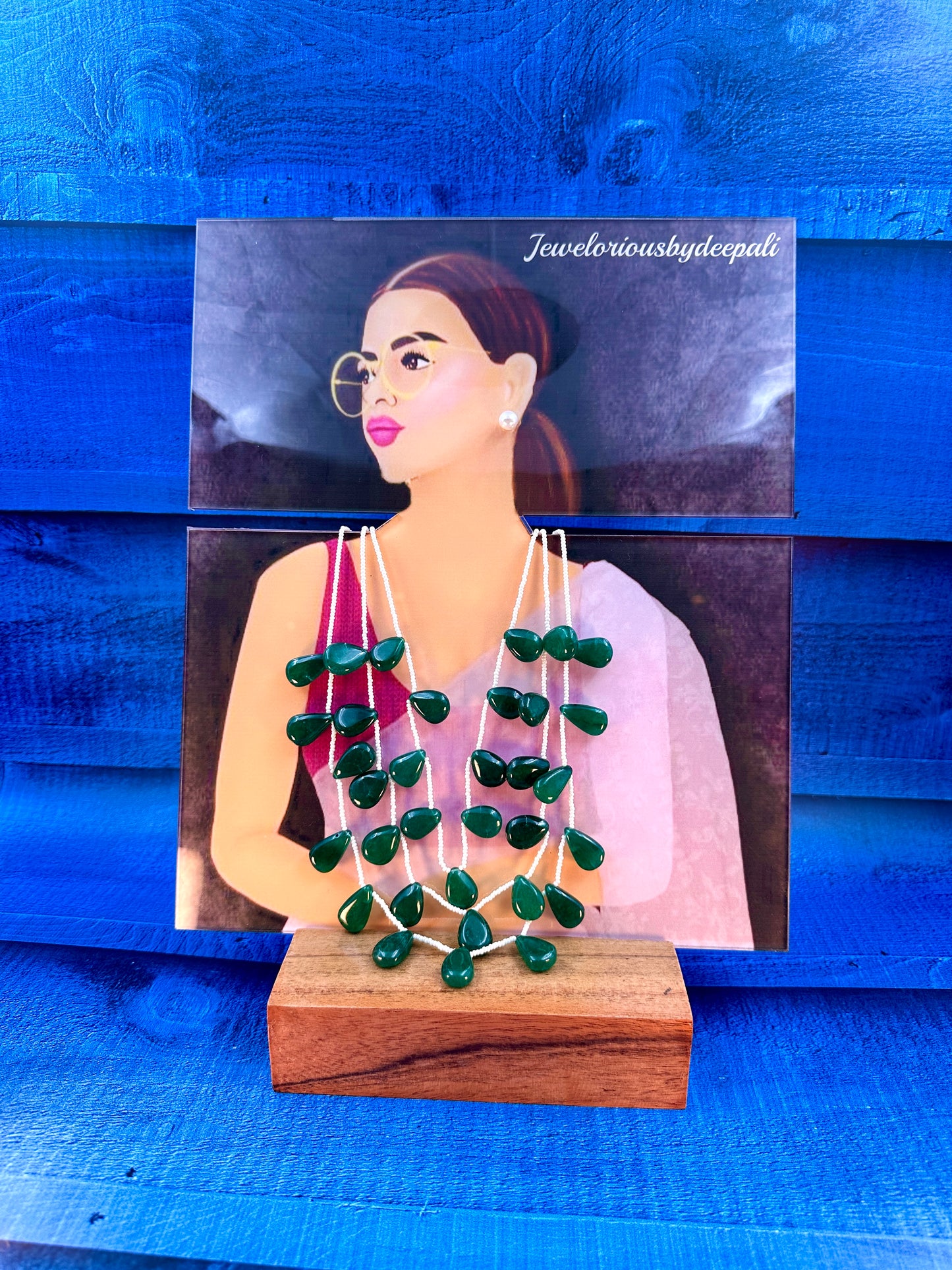 Green Flat Drop Shaped Mala