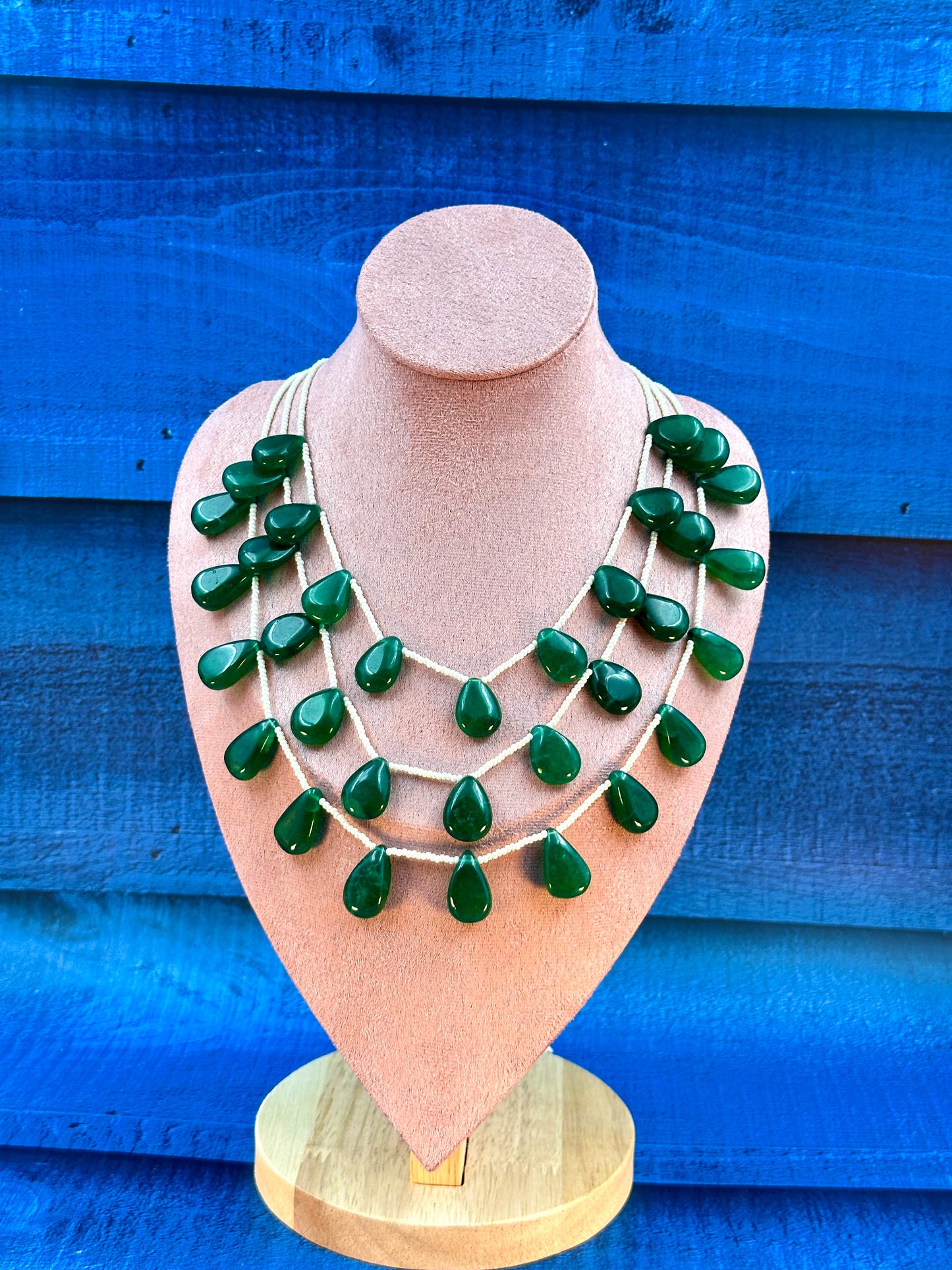 Green Flat Drop Shaped Mala