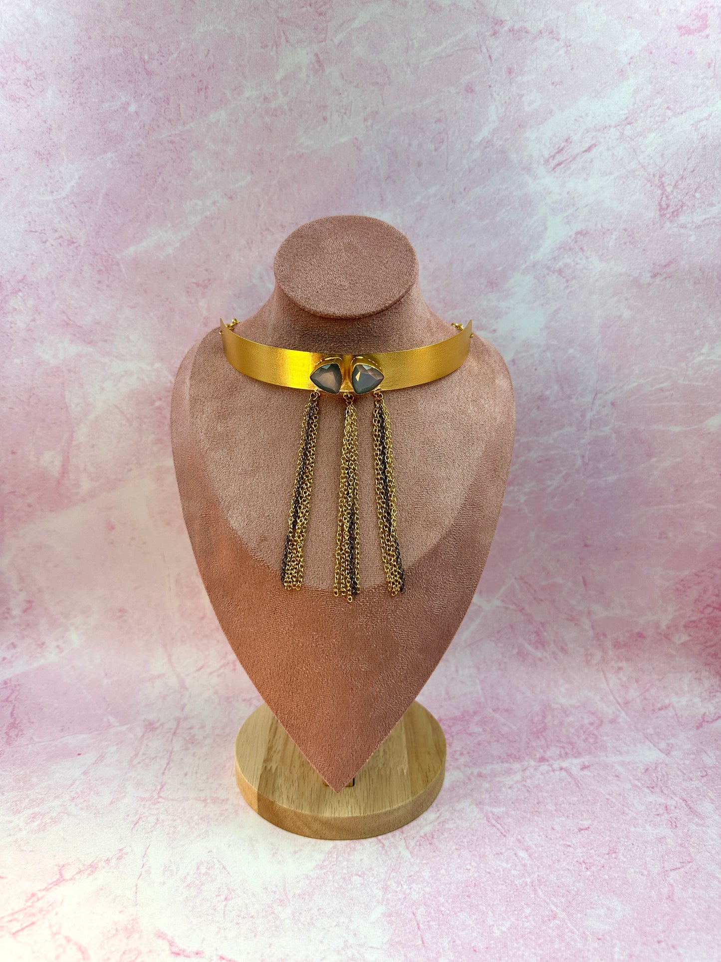 Gold With Grey Stone Choker