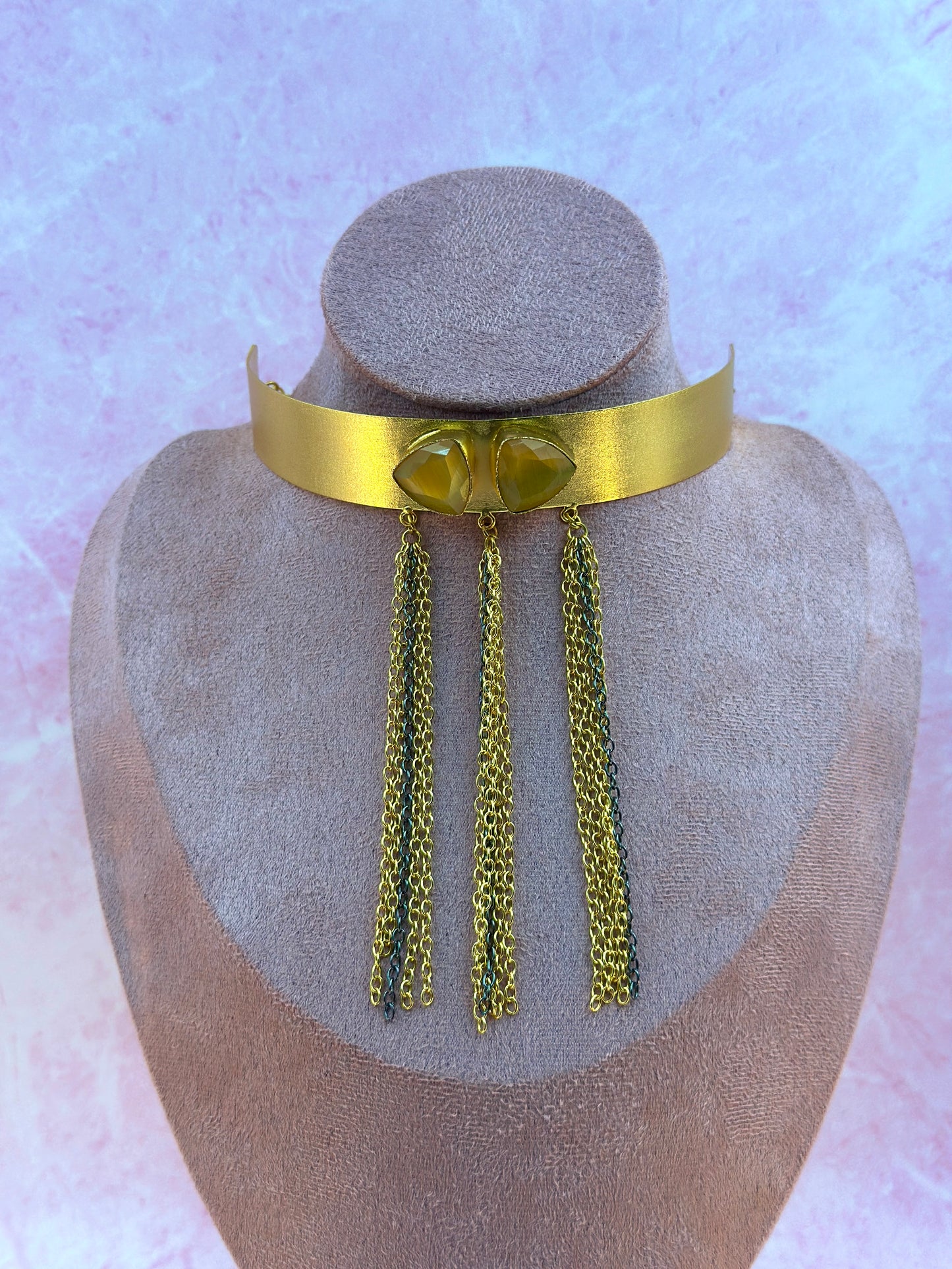 Gold With Yellow Stone Choker