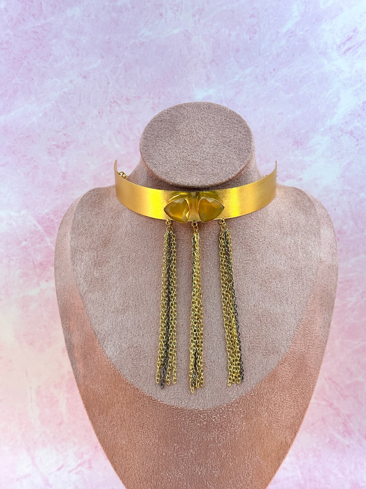 Gold With Yellow Stone Choker