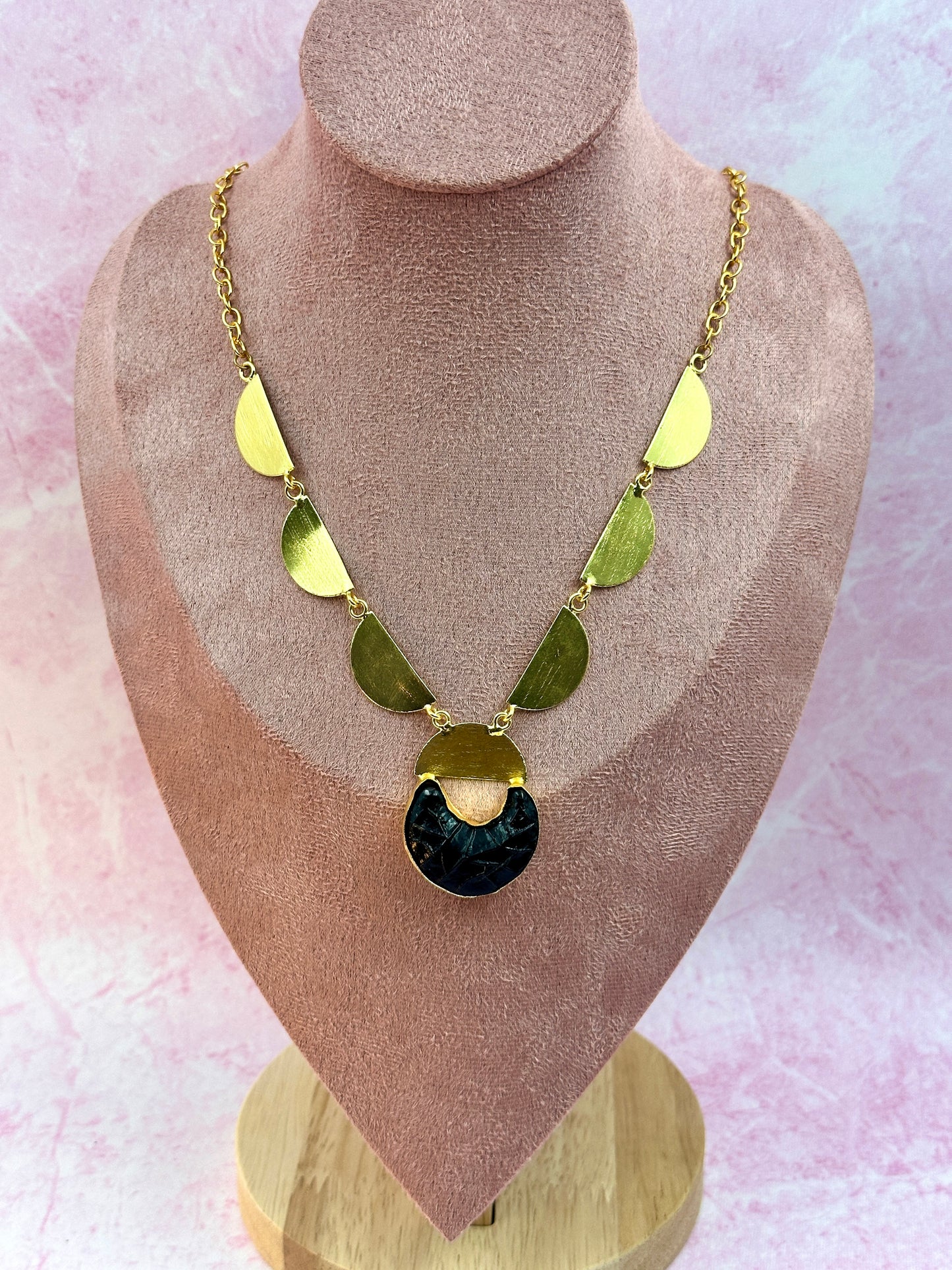 Gold Chain With Black Stone