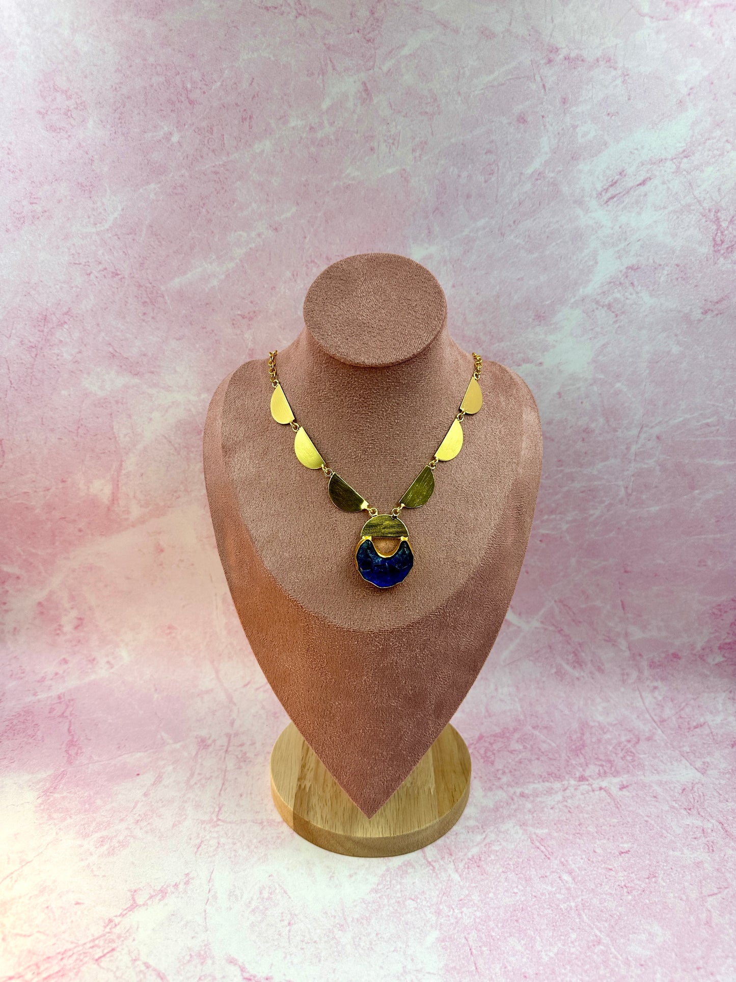 Gold Chain With Navy Blue Stone