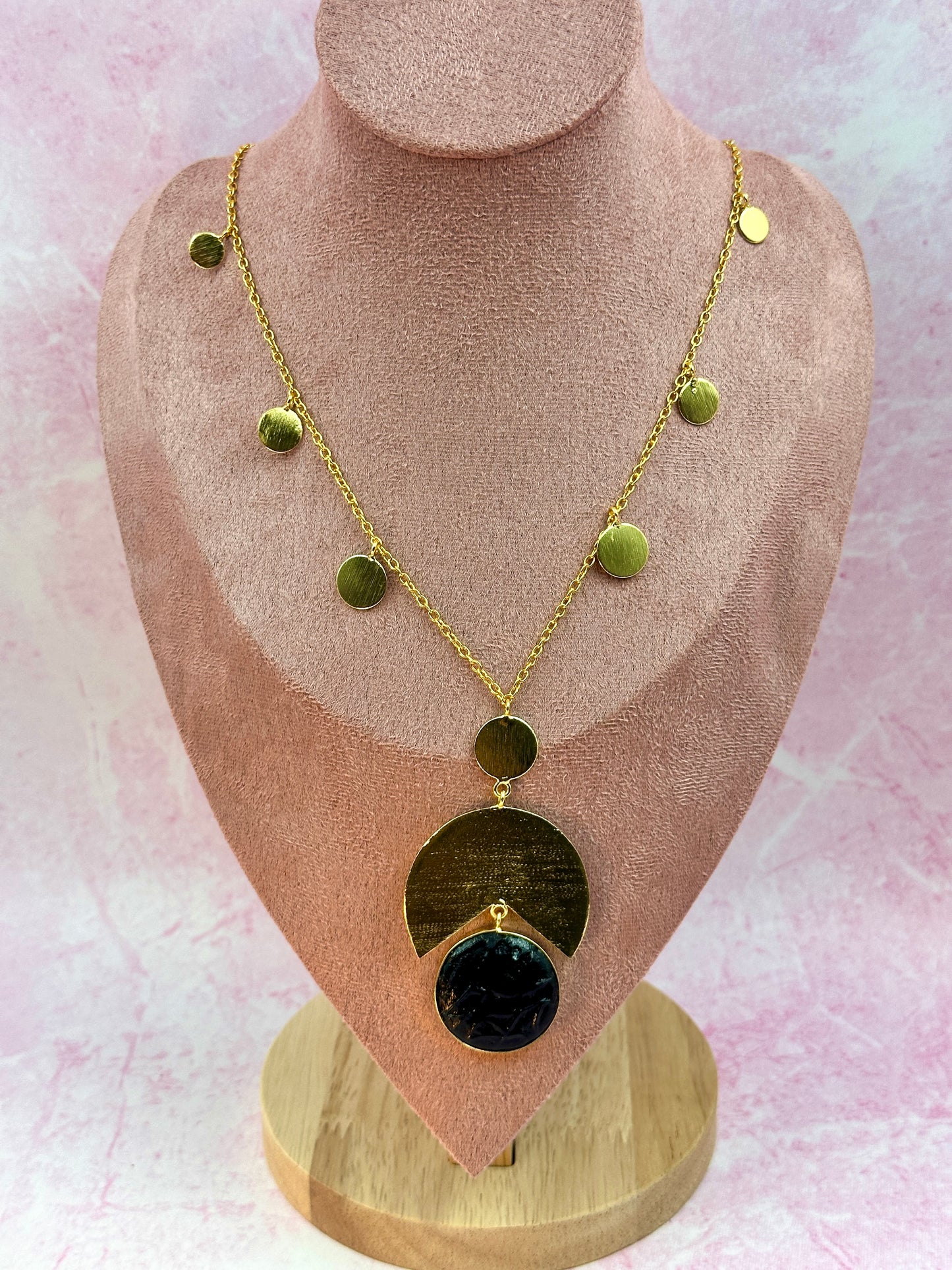 Gold Chain With Big Black Stone