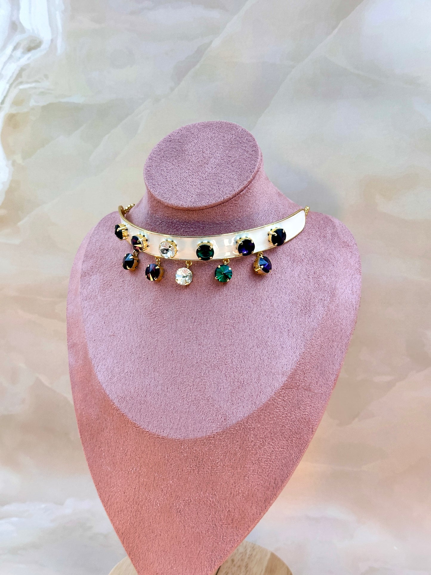 Enamel Work With Multicolor Stone Choker