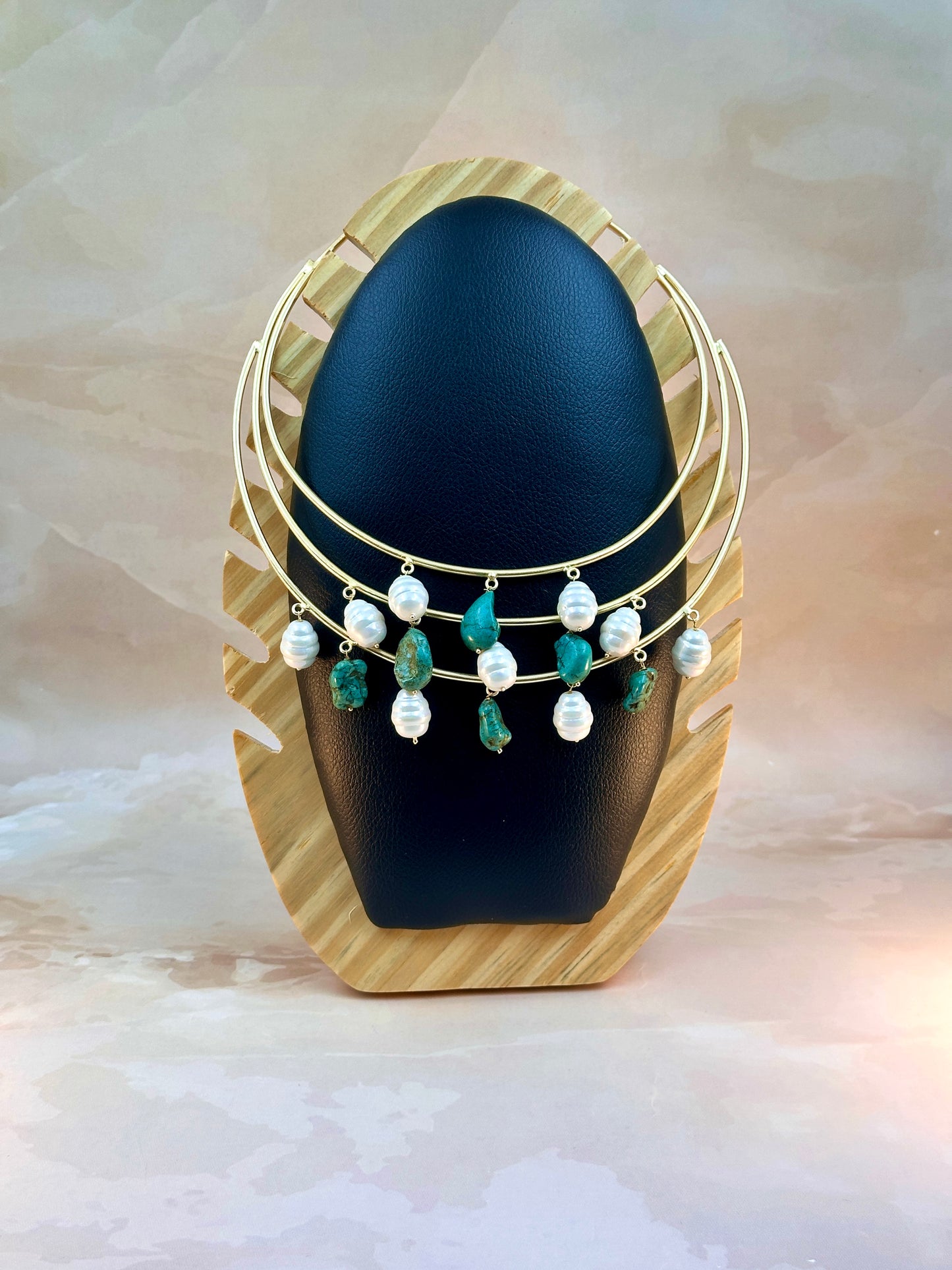 White & Turquoise Blue Stone Hasli