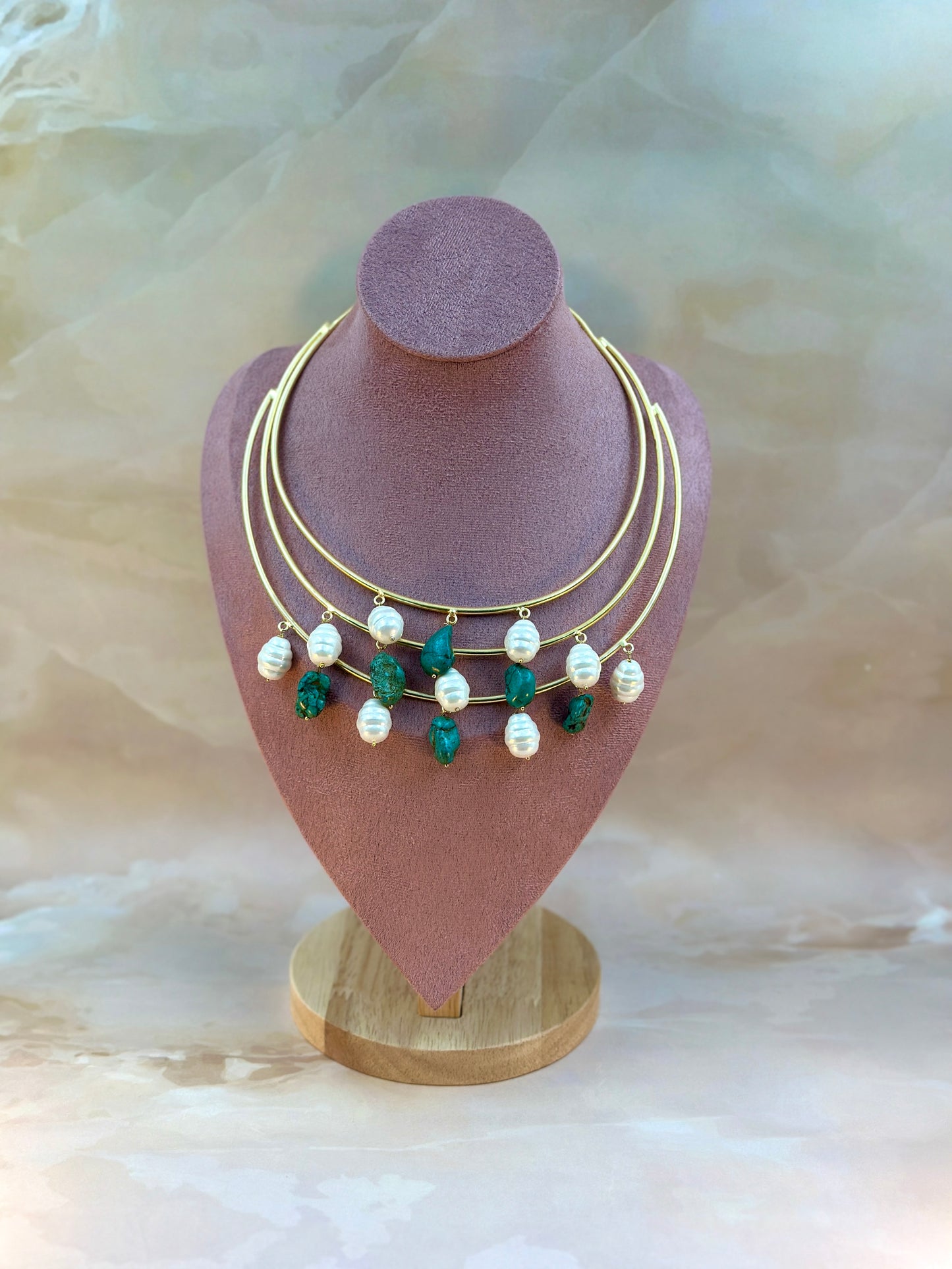 White & Turquoise Blue Stone Hasli