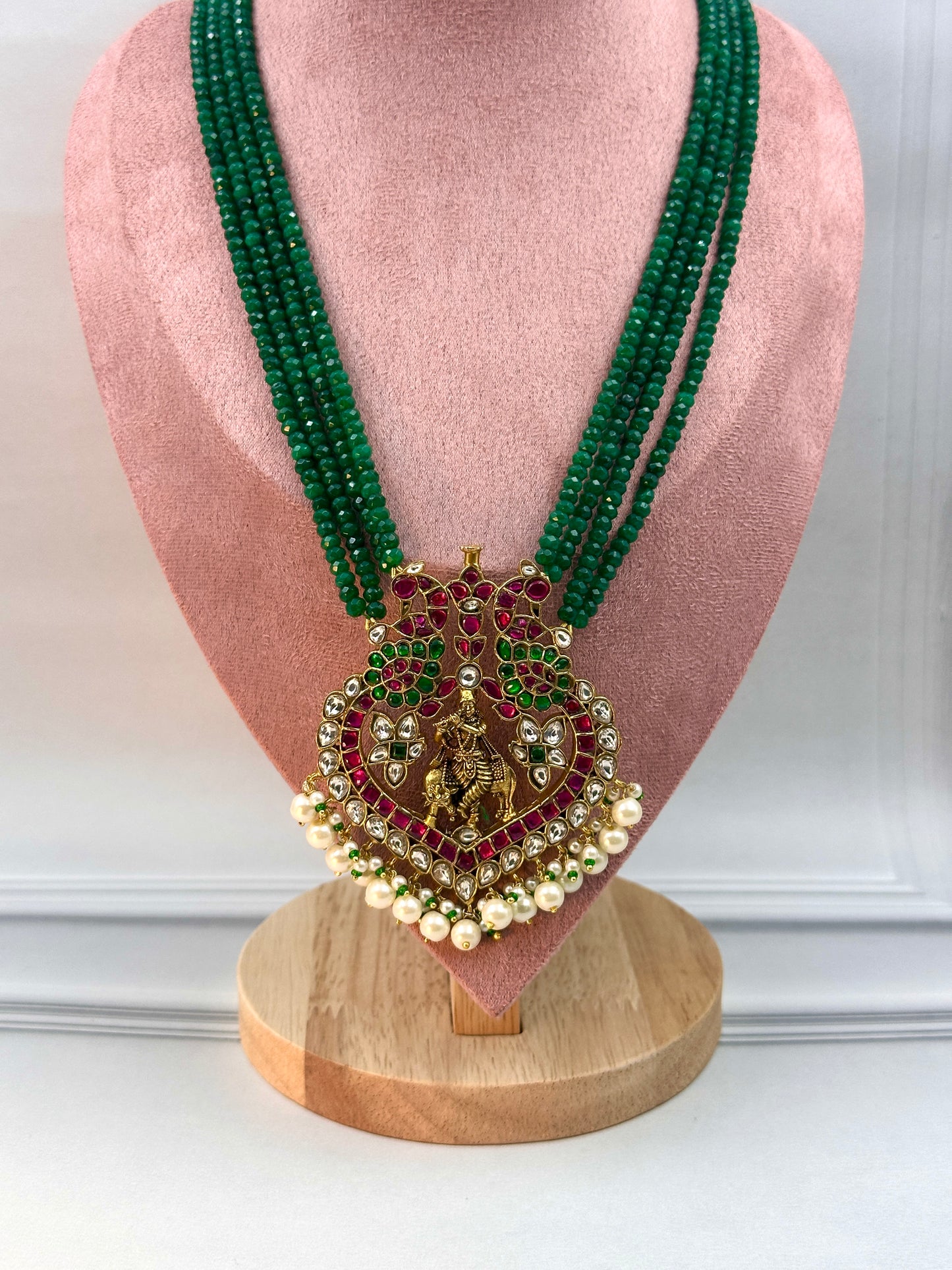 Multicolour Kundan With Centra Krishna With Pearl Hanging