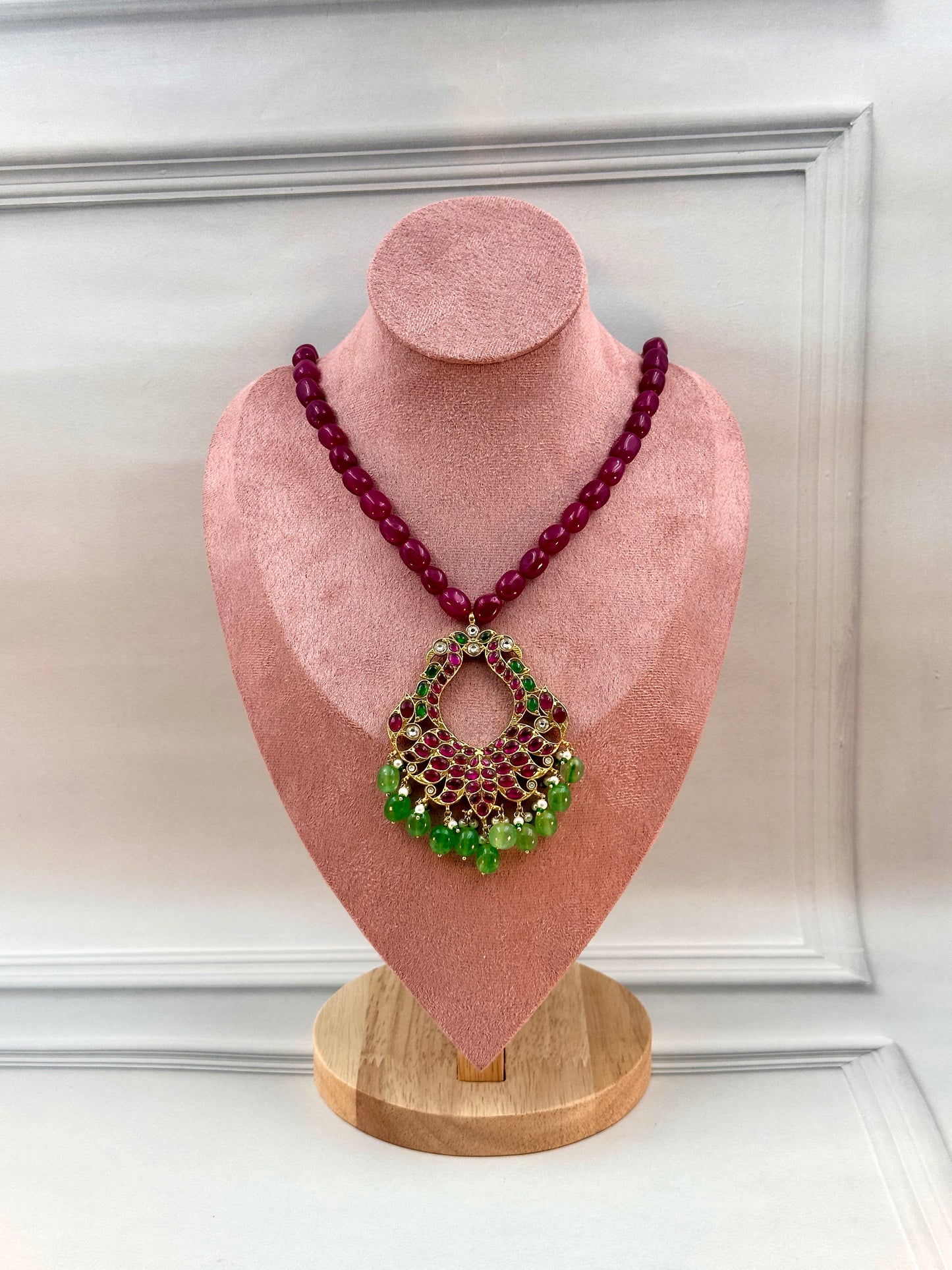 Multicolour Peacock With Green Beeds Hanging