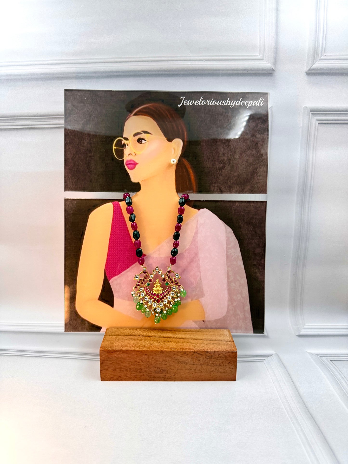 Multicolour Kundan Peacock Work & Centra Laxmi Green Beads Hanging