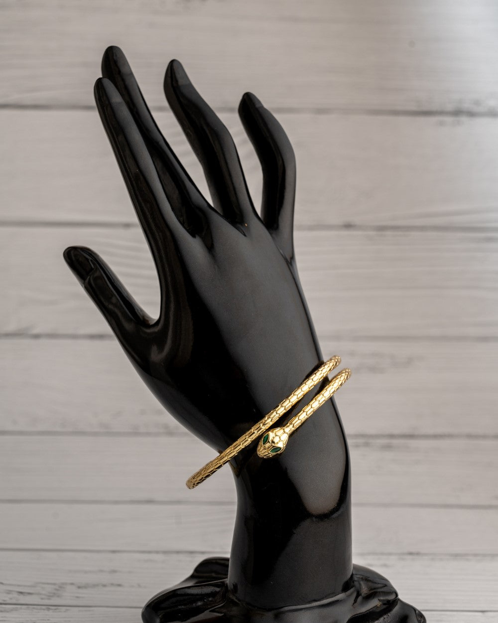 Snake Bangle Gold Eye Green