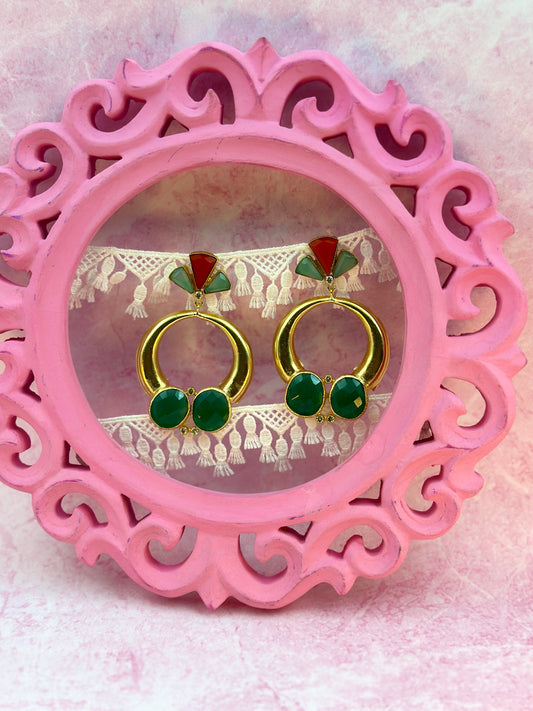 Multicolour With Gold Indo Western Earring