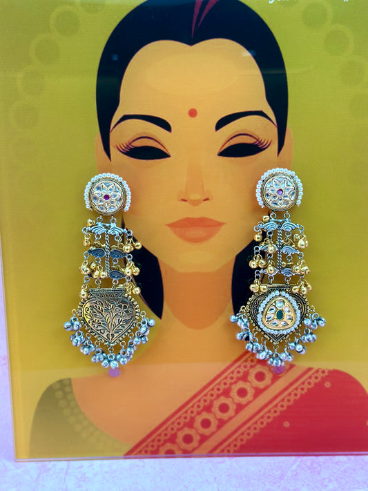 Gold Silver Long Earring