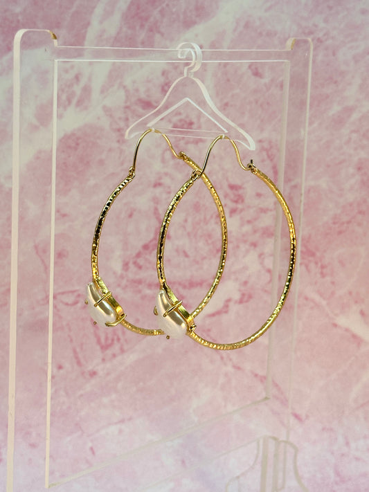 Big Gold Hoops With Pearl