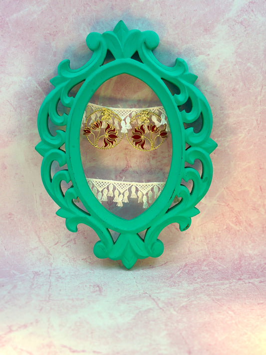 Gold Circle With Butterfly Lotus Flower