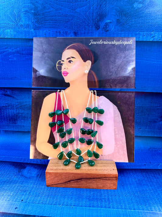 Green Flat Drop Shaped Mala