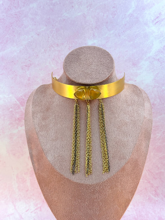 Gold With Yellow Stone Choker