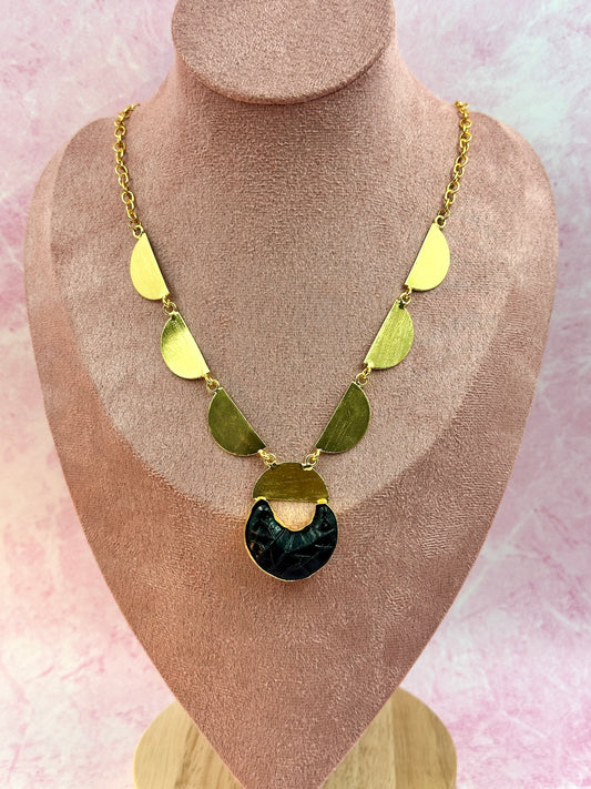 Gold Chain With Black Stone