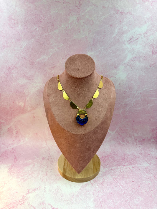 Gold Chain With Navy Blue  Stone