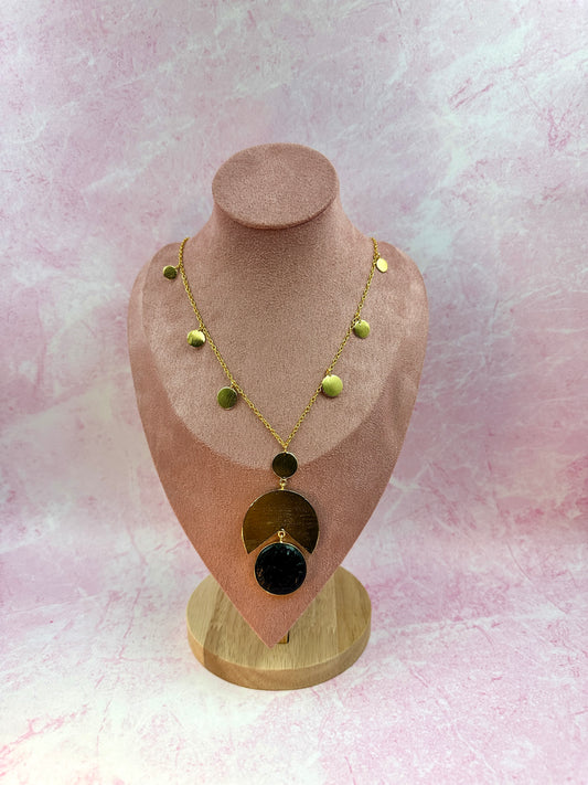 Gold Chain With Big Black Stone
