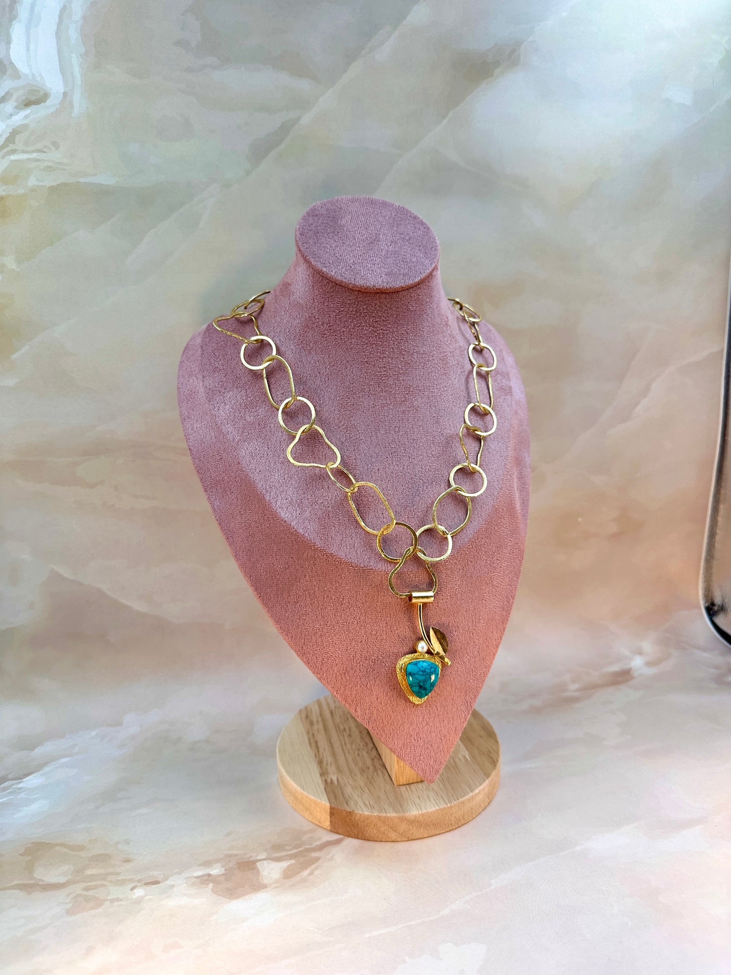 Nec-turquoise Blue Stone  Necklace