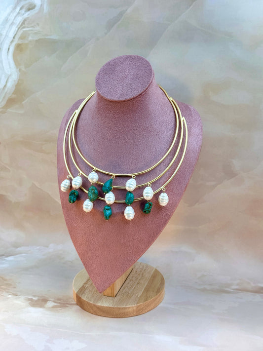 White & Turquoise Blue Stone Hasli