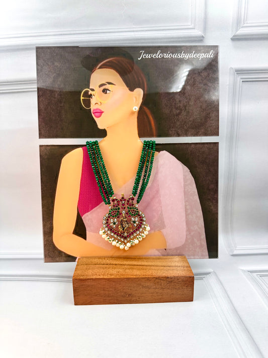 Multicolour Kundan With Centra Krishna With Pearl Hanging